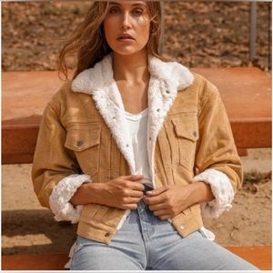 Levi’s Heritage Corduroy Sherpa Trucker Brown Tan Jacket Size XS